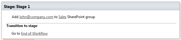 Example configuration of the Add user to SharePoint group activity in the workflow designer