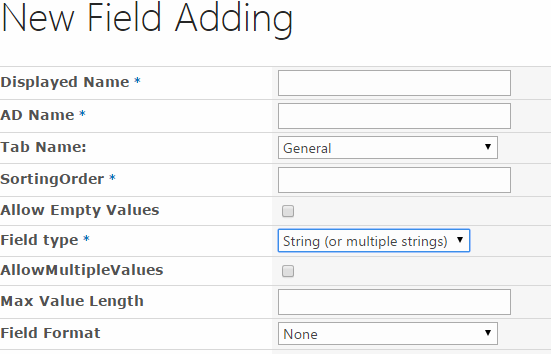 Field type set to String or multiple strings when editing an AD User Service field