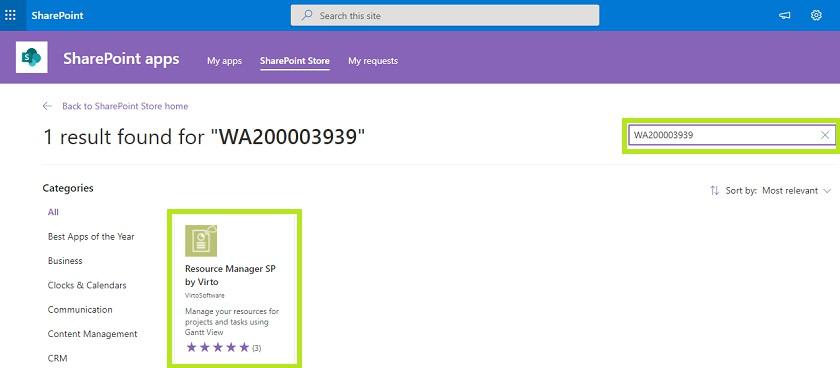 Adding the Resource Manager SP by Virto app to the SharePoint site