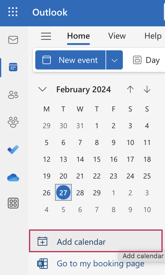 Add calendar button in Outlook used to import a saved SharePoint event file