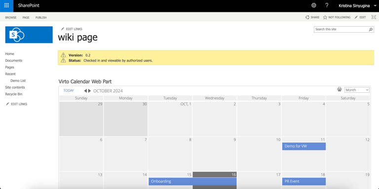 Save button in the upper right corner of the SharePoint classic page editor