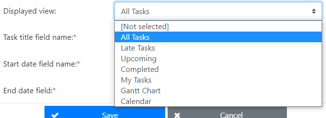 Selecting the default SharePoint list view to use when opening the resource in the chart