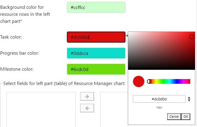 Defining the color scheme used for this resource on the chart