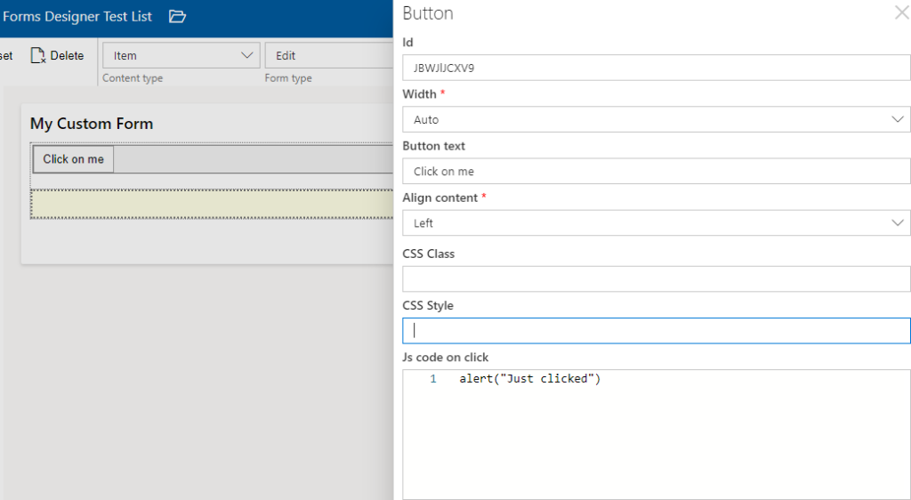 Customizing the button control appearance with CSS styles in the form designer