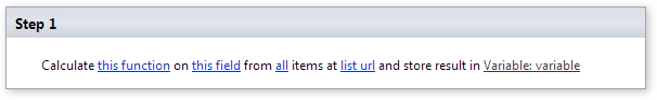 SharePoint Designer phrase for the Calculate aggregate function workflow activity