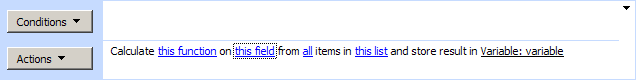 Calculate aggregate function activity settings for running a numeric function on a list column and storing the result