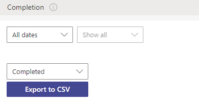 Exporting the Virto Kanban Completion chart report to a CSV file