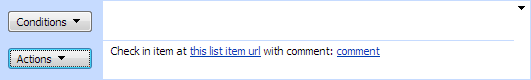Check In Item extended workflow activity checking in a document by URL with a comment