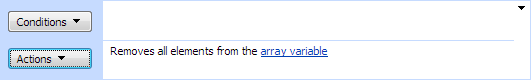 Clear Array activity configured in the SharePoint Workflow Designer to remove all elements from an array variable