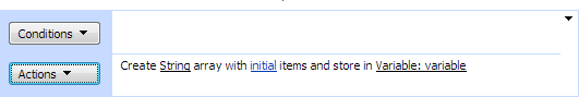 Create Array activity in the SharePoint Workflow Designer building a typed array with initial items into a variable