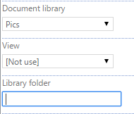 Choosing the document library and library folder that store the slideshow pictures