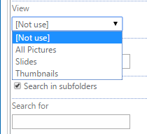 Selecting a document library view to use for the slideshow in the Data Source settings
