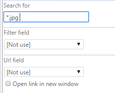 Search in subfolders checkbox and Search for field used to filter slideshow pictures