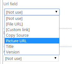 Selecting the Picture Url column in the Url Field dropdown for slideshow image links
