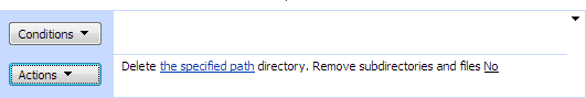 Delete directory activity settings with path and remove subdirectories option in the SharePoint Workflow Designer