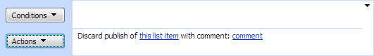 Discard Publish Item activity settings with the file and comment fields in the SharePoint Workflow Designer
