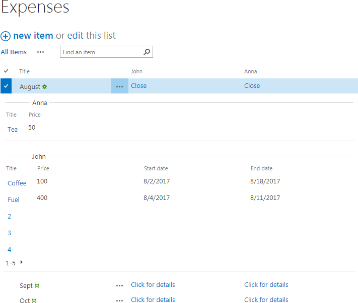 Both related items columns expanded with dividers separating data from each column