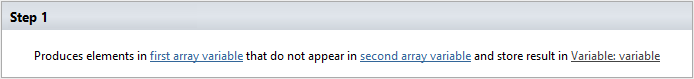 Except Array activity in the SharePoint Workflow Designer returning elements of one array not present in another