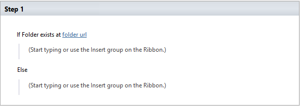 Folder exists at the following URL condition checking for a folder at a given SharePoint path