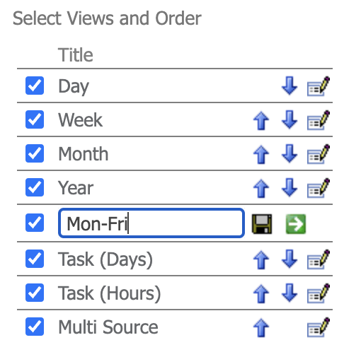 Editing a view title and position using the Edit and Save controls