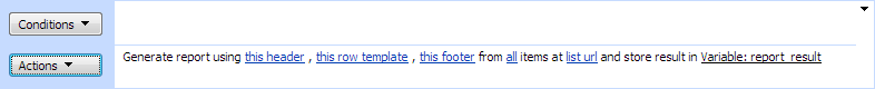 Generate Report extended activity building a text report from list items at a list URL in the SharePoint Workflow Designer