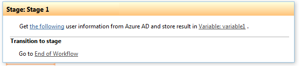 Get Azure AD user information activity in the Virto Workflow Designer reading a user&rsquo;s directory attributes into a variable