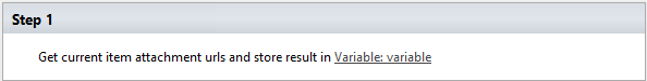 Get current list item attachments URLs activity in the SharePoint Workflow Designer storing the result in a variable