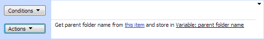Get parent folder name activity storing the parent folder name in a workflow variable