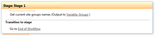 Workflow example using the Get SharePoint site group names activity inside an App Step