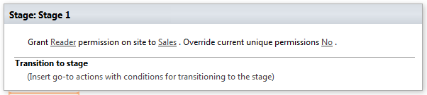 Workflow example using the Grant permission on site activity inside an App Step