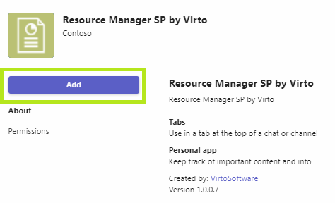 Saving the Resource Manager tab configuration for the Teams channel