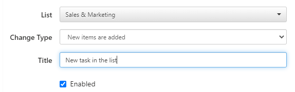 Specifying the alert title that will appear in the list of all alerts