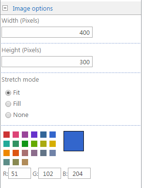 Image Options settings block for defining preferences for the displayed pictures