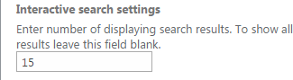 Interactive search parameters setting the maximum number of users displayed in search results