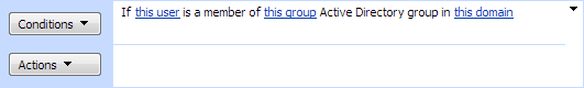 Is User a member of an Active Directory group condition configured in the SharePoint Workflow Designer