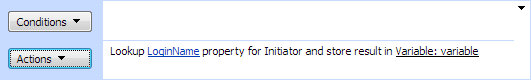 Lookup Initiator User Property activity retrieving a workflow initiator property into a variable