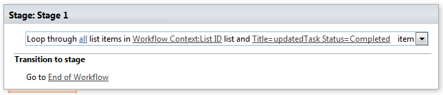 Example of the Loop through list items and update list items activity with bulk field updates configured