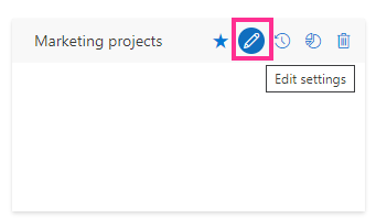 Edit settings icon next to a board name for editing the Virto Kanban board settings