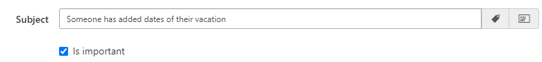 Is important checkbox that marks the Virto Alert email as important in the recipient's client