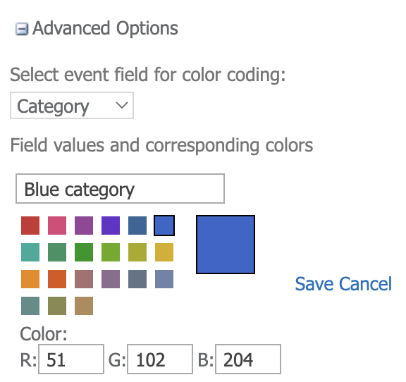 Typing the Exchange category name into the Add New Field Value and Color dialog in Virto Calendar