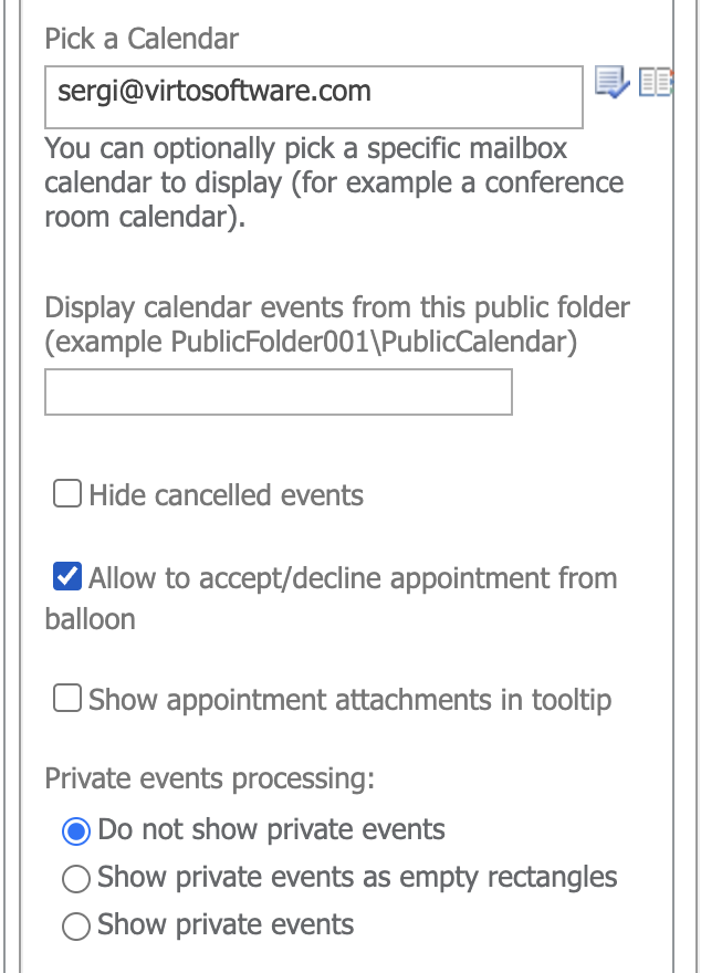 Allow to accept/decline appointment from balloon checkbox in the Exchange data source settings