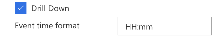 Custom date and time format string entered for event time display in Virto Calendar