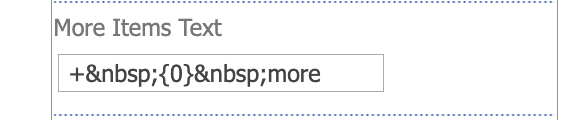 Field for entering the more items text with the {0} token in Month view