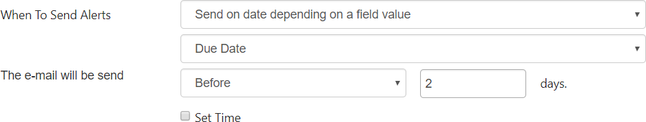 Setting a send time for a Date Only field with After and Before options in Virto SharePoint Alerts