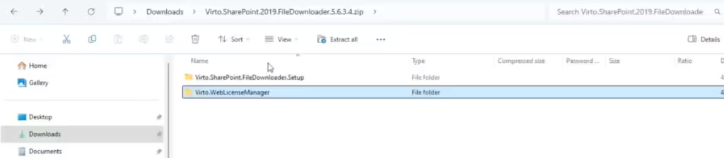 Virto.WebLicenseManager folder inside the VirtoSoftware product installation package