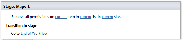 SharePoint Designer phrase for the Remove all list item permissions workflow activity