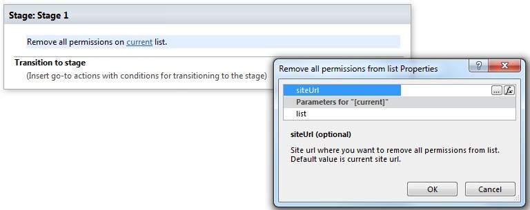 SharePoint Designer phrase for removing all permissions from a list