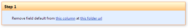 Remove field default value from folder workflow activity clearing one column default at a folder URL