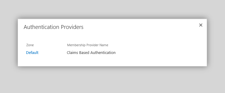 Authentication Providers dialog listing the available providers to choose from