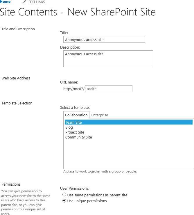 Site contents page in Site Administration with the option to create a new SharePoint site